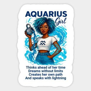 Aquarius Girl – Afro Cosmic Zodiac Sticker